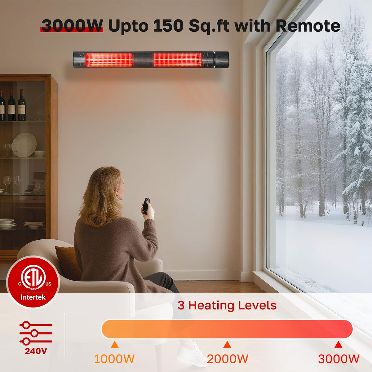 Outdoor Heater for Patio, Garage 3000 W  240V with Remote