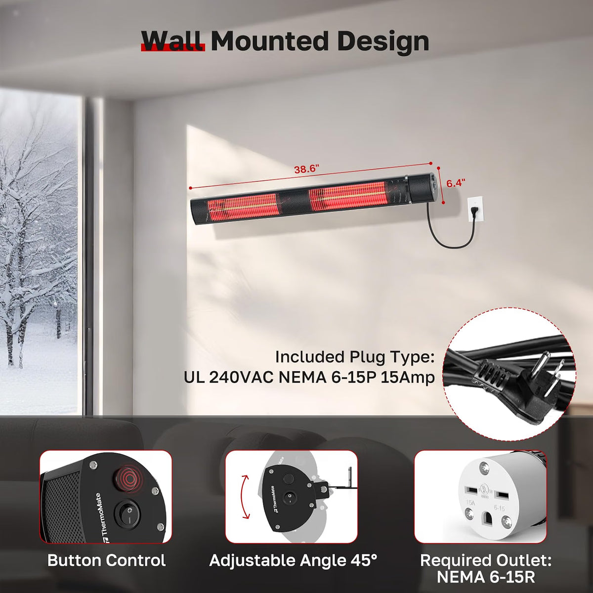 Outdoor Heater for Patio, Garage 3000 W  240V with Remote