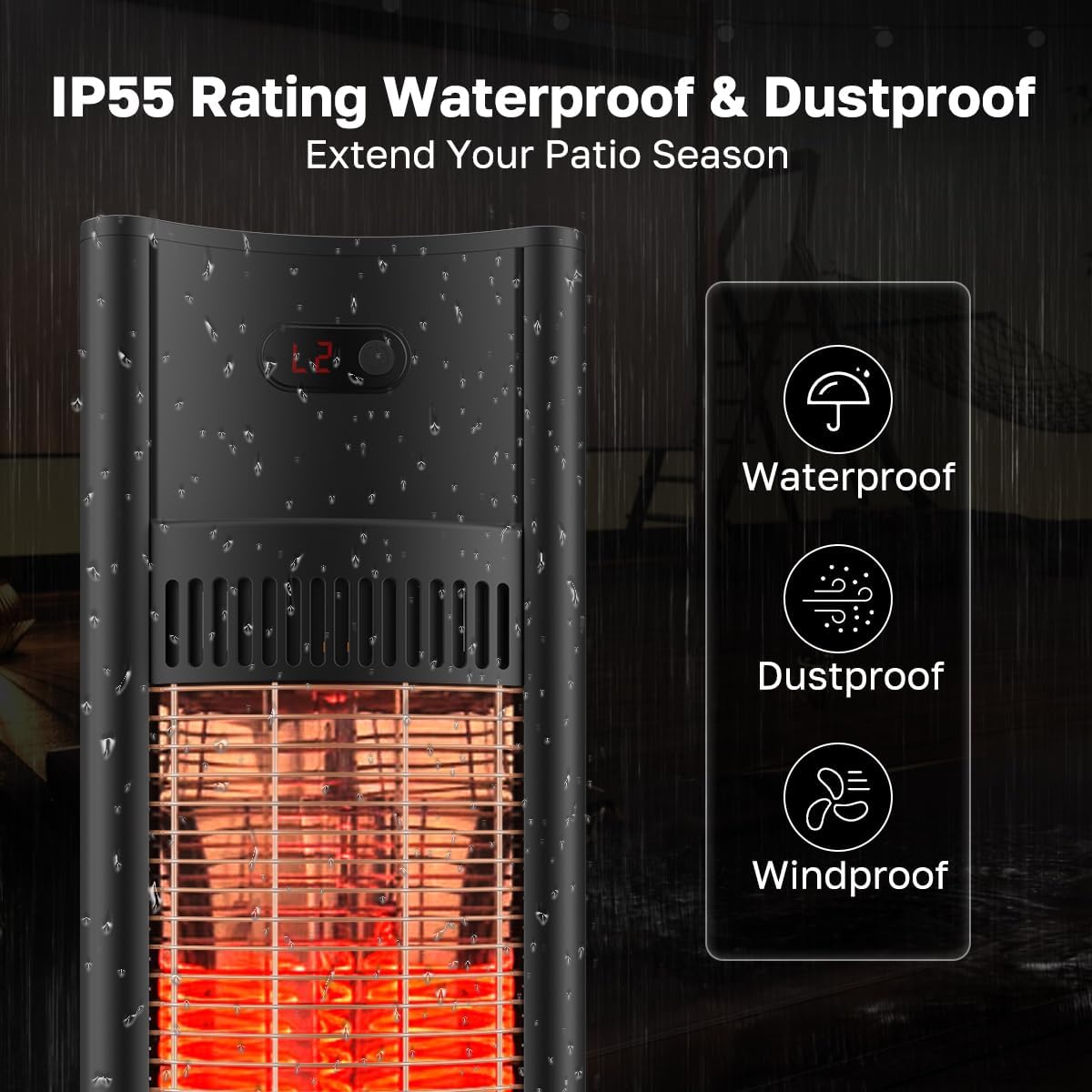 1500W Portable Tower Infrared Heater