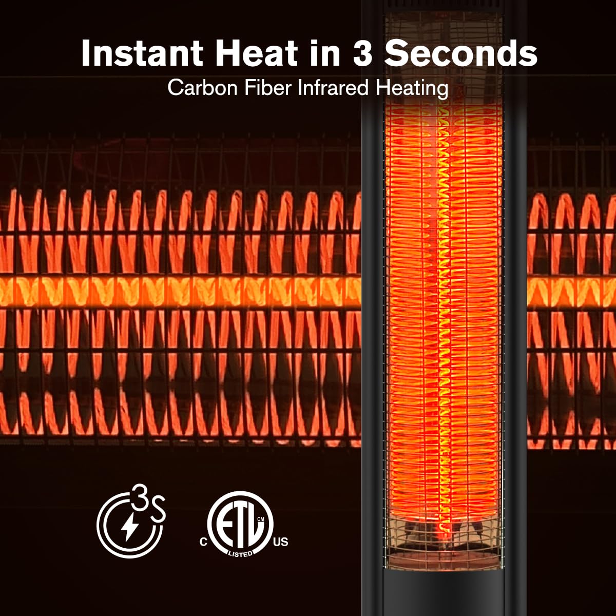ThermoMate Infrared Electric Patio Heater, 3000W Carbon Fiber Heating for Outdoor/Indoor, Porch, Deck, Garage with Remote 24 Hours Timer, Hard Wired 240V